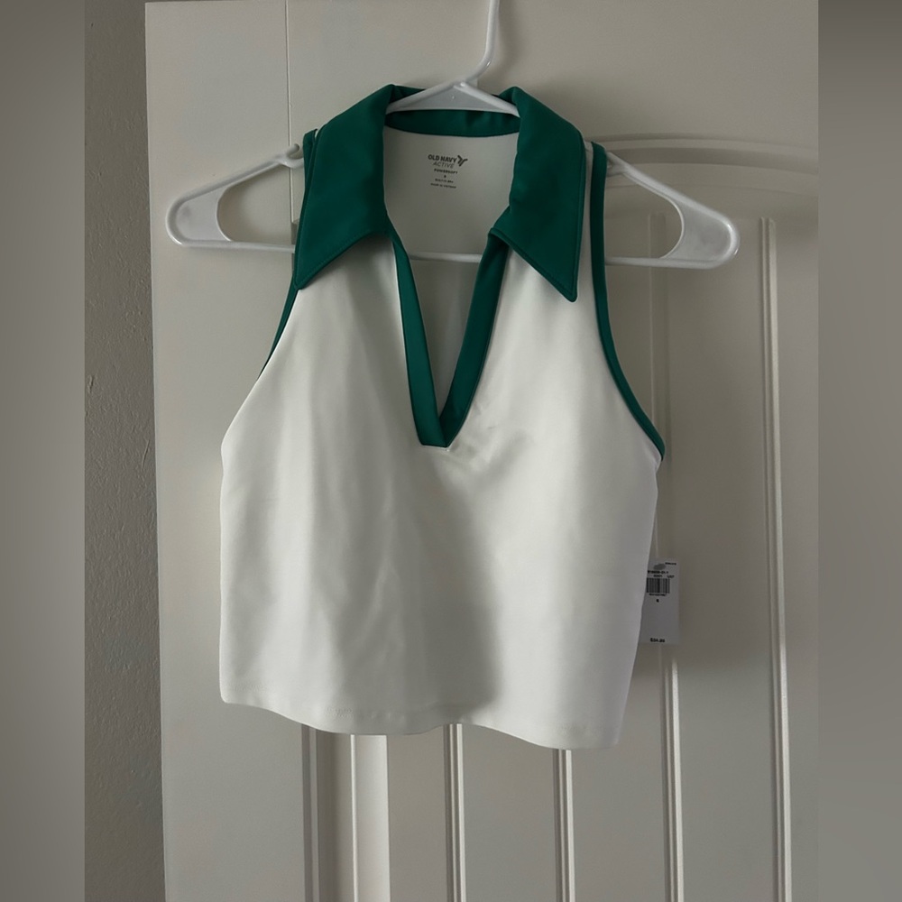 Collard workout top and tennis skirt